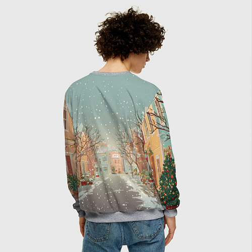 Мужской свитшот Маленькая новогодняя милая лошадка / 3D-Меланж – фото 4