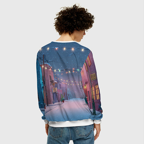 Мужской свитшот Лошадка с новогоднем венком 2026 / 3D-Белый – фото 4