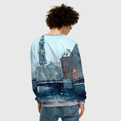 Мужской свитшот Зимний Питер / 3D-Меланж – фото 4