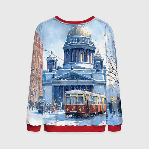 Мужской свитшот Снежный Санкт-Петербург / 3D-Красный – фото 2
