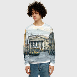 Свитшот мужской Зимняя улица Санкт-Петербурга, цвет: 3D-белый — фото 2