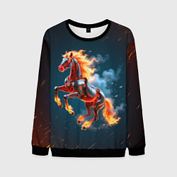 Свитшот мужской Огненная лошадь киборг, цвет: 3D-черный