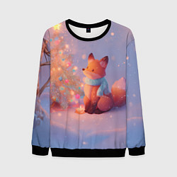 Свитшот мужской Лисичка Новый год, цвет: 3D-черный