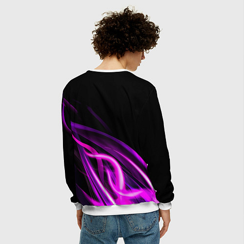 Мужской свитшот Барселона неоновый огонь текстура / 3D-Белый – фото 4