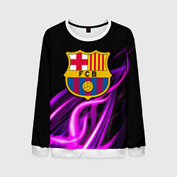 Свитшот мужской Барселона неоновый огонь текстура, цвет: 3D-белый