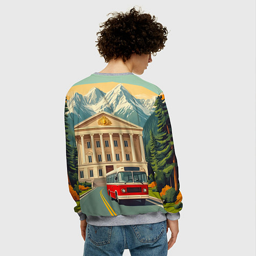 Мужской свитшот Классика у подножия гор / 3D-Меланж – фото 4