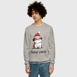 Свитшот мужской New year - милая собачка, цвет: 3D-меланж — фото 2