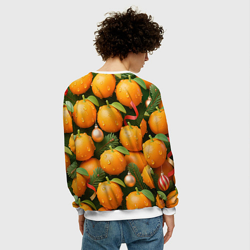 Мужской свитшот Мандариновое настроение / 3D-Белый – фото 4
