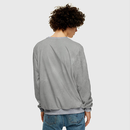 Мужской свитшот Белый котик / 3D-Меланж – фото 4