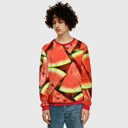 Свитшот мужской Дольки арбуза, цвет: 3D-красный — фото 2