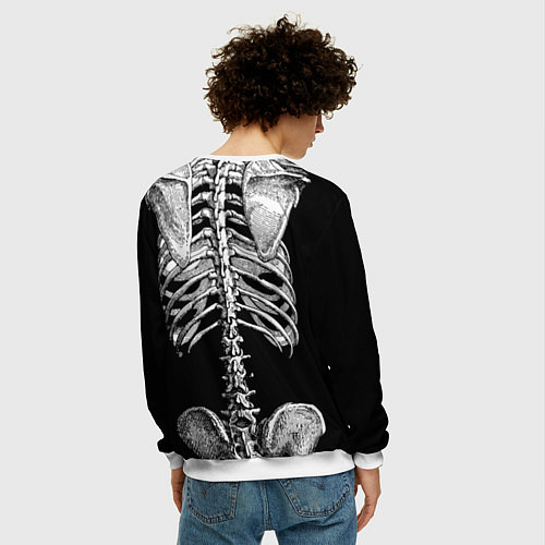 Мужской свитшот Скелет с сердцем / 3D-Белый – фото 4