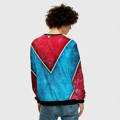 Мужской свитшот Grunge superhero line - геометрические линии / 3D-Черный – фото 4