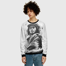 Свитшот мужской Молодой Боб Марли, цвет: 3D-черный — фото 2