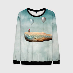 Свитшот мужской Летящий кит, цвет: 3D-черный