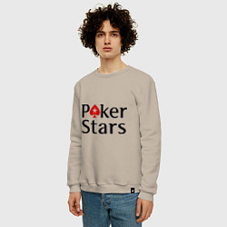 Свитшот хлопковый мужской Poker Stars, цвет: миндальный — фото 2