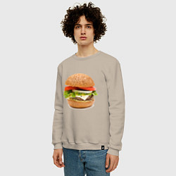 Свитшот хлопковый мужской Гамбургер, цвет: миндальный — фото 2