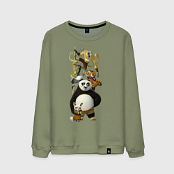 Свитшот хлопковый мужской Панда с друзьями, цвет: авокадо
