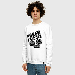 Свитшот хлопковый мужской Poker addict, цвет: белый — фото 2
