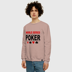 Свитшот хлопковый мужской World series of poker, цвет: пыльно-розовый — фото 2