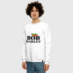 Свитшот хлопковый мужской Bob Marley: Flag, цвет: белый — фото 2