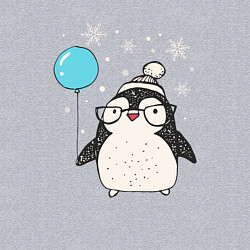 Свитшот хлопковый мужской Пингвин с шариком, цвет: меланж — фото 2