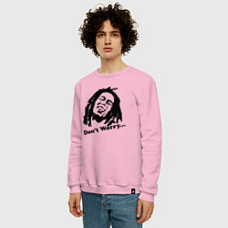 Свитшот хлопковый мужской Bob Marley: Don't worry, цвет: светло-розовый — фото 2