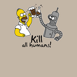 Свитшот хлопковый мужской Kill all humans, цвет: миндальный — фото 2