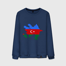 Свитшот хлопковый мужской Azerbaijan map, цвет: тёмно-синий