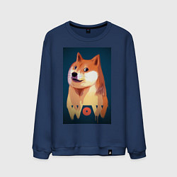 Свитшот хлопковый мужской Wow Doge, цвет: тёмно-синий