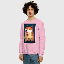 Свитшот хлопковый мужской Wow Doge, цвет: светло-розовый — фото 2