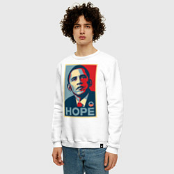 Свитшот хлопковый мужской Obama hope vert, цвет: белый — фото 2