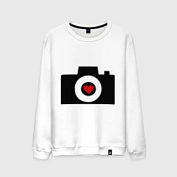 Свитшот хлопковый мужской Фотоаппарат с сердцем, цвет: белый