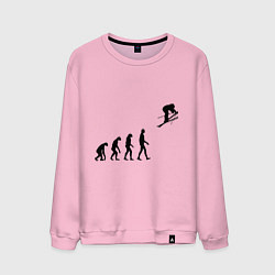 Свитшот хлопковый мужской Эволюция лыжник, цвет: светло-розовый