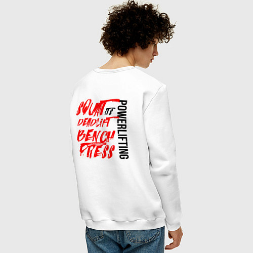 Мужской свитшот Пауэрлифтинг - силовое троеборье / Белый – фото 4