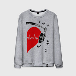 Свитшот хлопковый мужской Влюбленный меломан, цвет: меланж