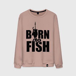 Свитшот хлопковый мужской Born to fish, цвет: пыльно-розовый