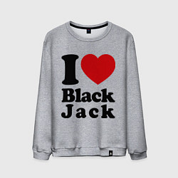 Свитшот хлопковый мужской I love black jack, цвет: меланж