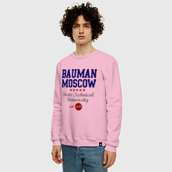 Свитшот хлопковый мужской Bauman STU, цвет: светло-розовый — фото 2