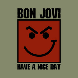 Свитшот хлопковый мужской Bon Jovi: Have a nice day, цвет: авокадо — фото 2
