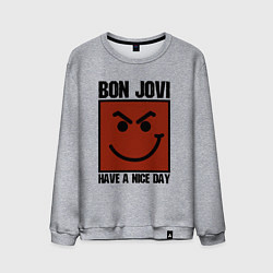 Свитшот хлопковый мужской Bon Jovi: Have a nice day, цвет: меланж