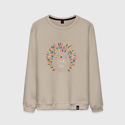 Свитшот хлопковый мужской Hedgehog: give me a hug, цвет: миндальный