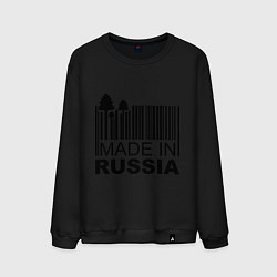 Свитшот хлопковый мужской Made in Russia штрихкод, цвет: черный