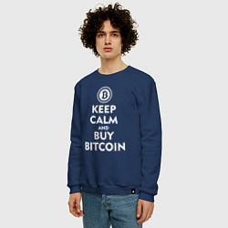 Свитшот хлопковый мужской Keep Calm & Buy Bitcoin, цвет: тёмно-синий — фото 2