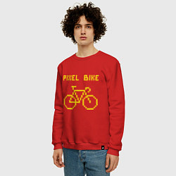 Свитшот хлопковый мужской Pixel Bike one color, цвет: красный — фото 2