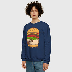 Свитшот хлопковый мужской Мопс-бургер, цвет: тёмно-синий — фото 2