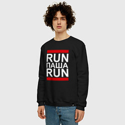 Свитшот хлопковый мужской Run Паша Run, цвет: черный — фото 2