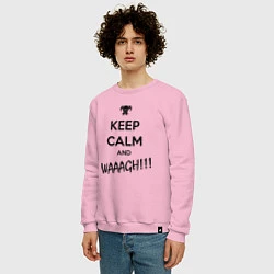 Свитшот хлопковый мужской Keep Calm & WAAAGH, цвет: светло-розовый — фото 2