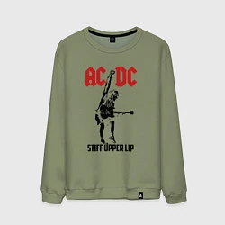 Свитшот хлопковый мужской AC/DC: Stiff Upper Lip, цвет: авокадо