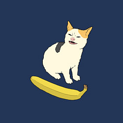 Свитшот хлопковый мужской Cat no banana meme, цвет: тёмно-синий — фото 2