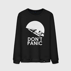 Свитшот хлопковый мужской Elon: Don't Panic, цвет: черный